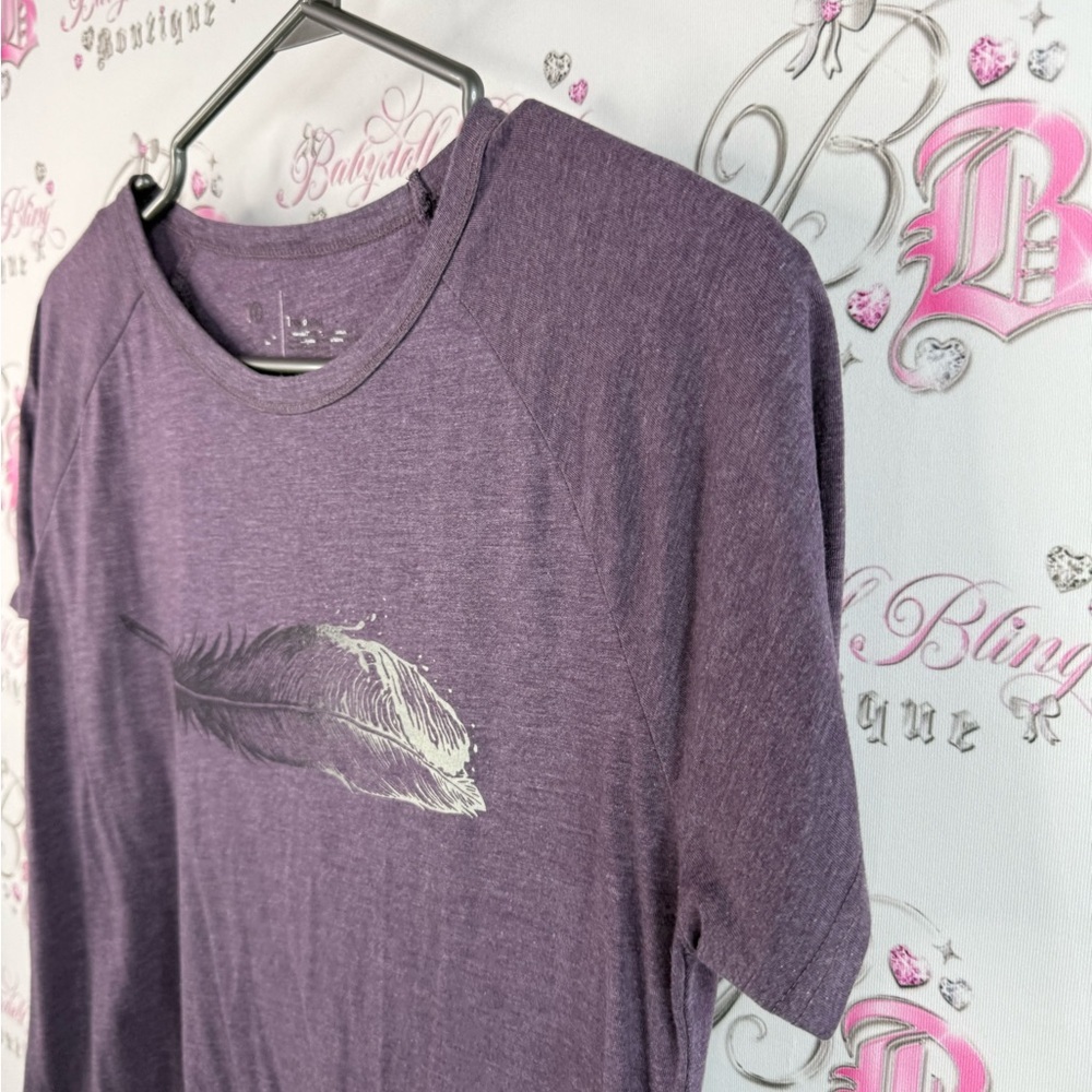 Tentree T-shirt feather ombré top feather design Purple T-Shirt comfy - Picture 3 of 12
